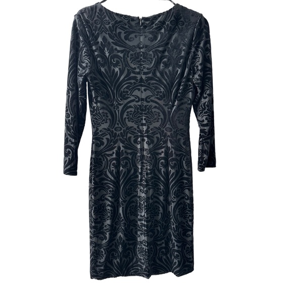 Cache Black Velvet and Beaded evening long sleeve Dress - Picture 2 of 6